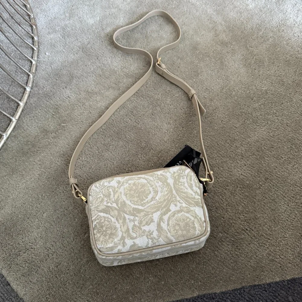 Versace Fabric Jacquard and Leather Bag Crossbody‎ Shoulder Bag, 1012856